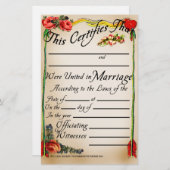 Papier Certificat de mariage de style antique (Devant / Derrière)