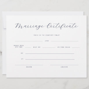 Papier Certificat de Mariage Élégant Minimaliste