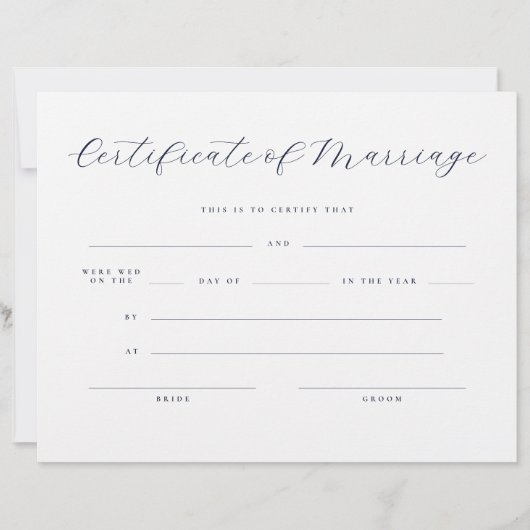 Papier Certificat de Mariage Serif Script Formel  (Devant)