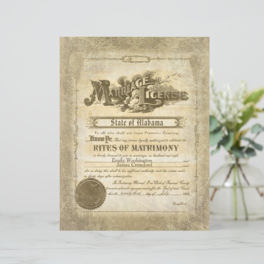 Papier Certificat de mariage vintage (Debout devant)