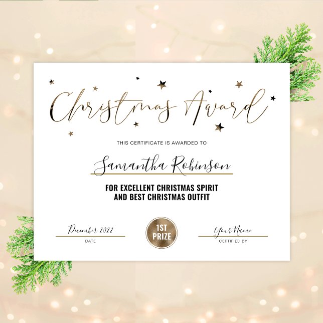 Papier Certificat de Noël Parties scintillant d'or Diplôm (Créateur téléchargé)
