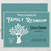 Papier Certificat de participation à la réunion de l'arbr (Devant / Derrière)