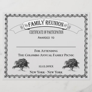 Papier Certificat de participation à une réunion de famil