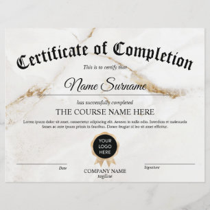 Papier Certificat de participation - Logo du cours