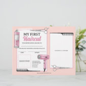 Papier Certificat de premier salon de coiffure rose et ar (Debout devant)