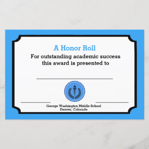 Papier Certificat de Prix académique bleu