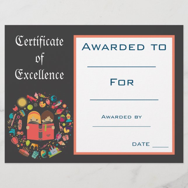 Papier Certificat de Prix de lecture Cute Fournitures de  (Devant)