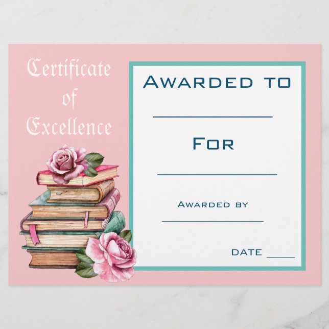 Papier Certificat de Prix de lecture Cute Fournitures de  (Devant)