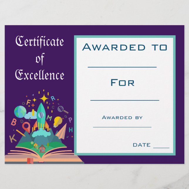 Papier Certificat de Prix de lecture Cute Fournitures de  (Devant)