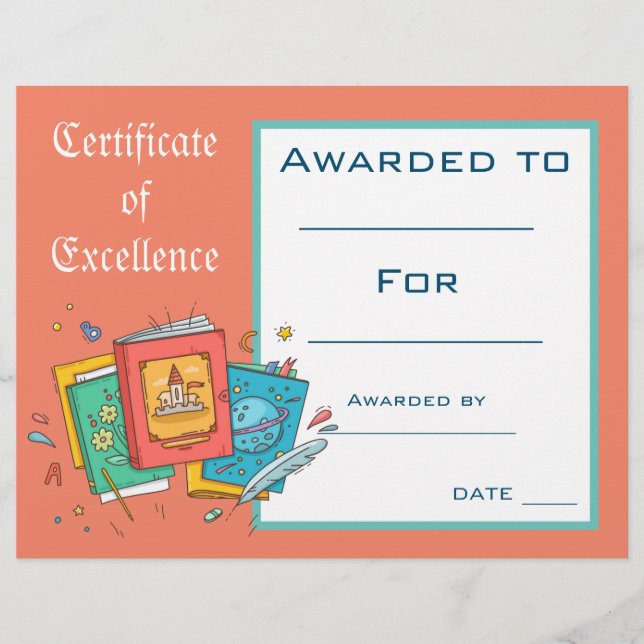 Papier Certificat de Prix de lecture Cute Fournitures de  (Devant)