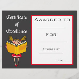 Papier Certificat de Prix de lecture Cute Fournitures de