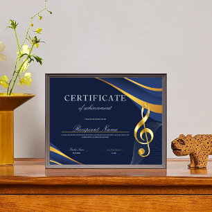 Papier Certificat de prix de musique de récital senior Bl