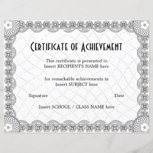 PAPIER CERTIFICAT DE RÉALISATION