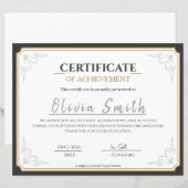 Papier Certificat de Réalisation à Bordure Dorée Élégante (Devant / Derrière)