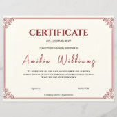 Papier Certificat de Réalisation Élégant Classique Vintag (Devant)