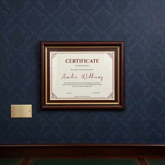 Papier Certificat de Réalisation Élégant Classique Vintag