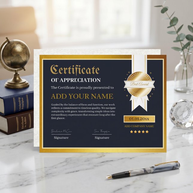 Papier Certificat de Réalisation et de Reconnaissance Pol (Modern Minimalist Multipurpose Achievement & Recognition Certificate Template)