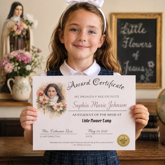 Papier Certificat de Récompense Catholique Ste Thérèse (Créateur téléchargé)