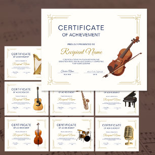 Papier Certificat de Récompense de Cours de Violon à Cadr