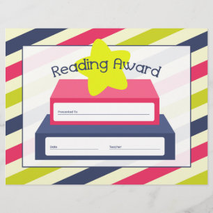 Papier Certificat de récompense de lecture - Grandes band