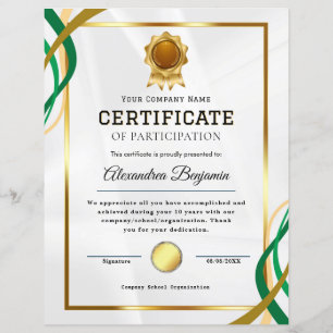 Papier Certificat de reconnaissance