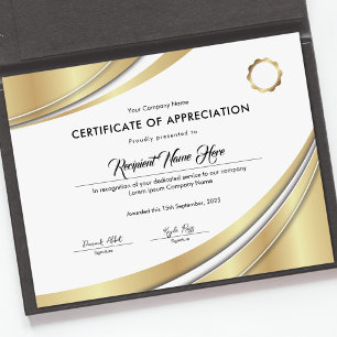 Papier Certificat de reconnaissance