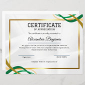 Papier Certificat de reconnaissance (Devant / Derrière)