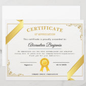 Papier certificat de reconnaissance (Devant / Derrière)