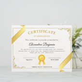 Papier certificat de reconnaissance (Debout devant)