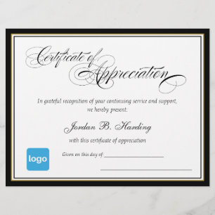 Papier Certificat de reconnaissance - Ajouter le logo
