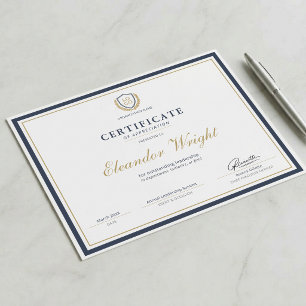 Papier Certificat de reconnaissance avec logo personnalis