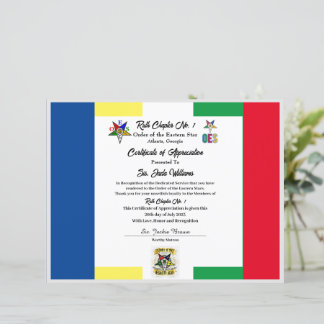 Papier Certificat de reconnaissance de l'OES