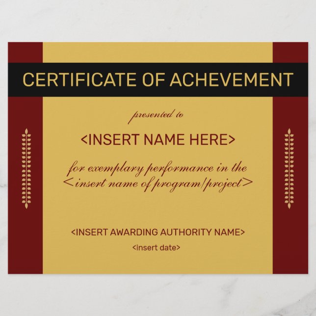 Papier Certificat de réussite (Devant)
