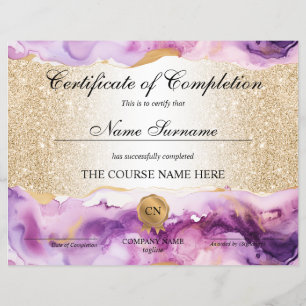 Papier Certificat de Réussite Cours de Beauté
