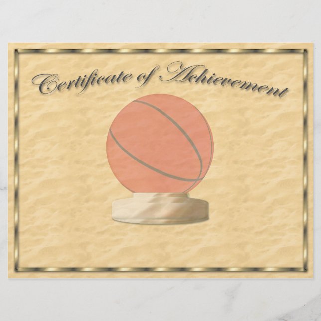 Papier Certificat de réussite de basket-ball (Devant)
