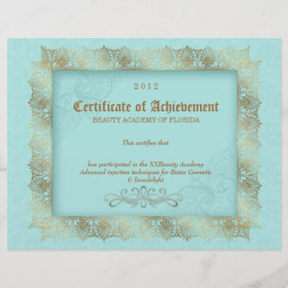 Papier Certificat de réussite Diplôme Beauté Bleu