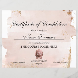 Papier Certificat de Réussite du Cours de Réussite