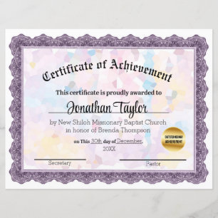 Papier Certificat de réussite en mosaïque mauve