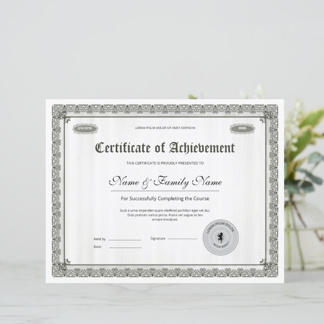 Papier Certificat de réussite minimal (Debout devant)