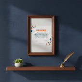 Papier Certificat de Réussite Moderne Prof Orange Bleu