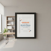 Papier Certificat de Réussite Moderne Prof Orange Bleu
