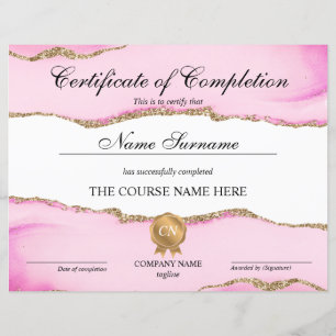 Papier Certificat de Réussite Prix de Fin de Cours