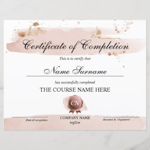 Papier Certificat de Réussite Prix de Fin de Cours