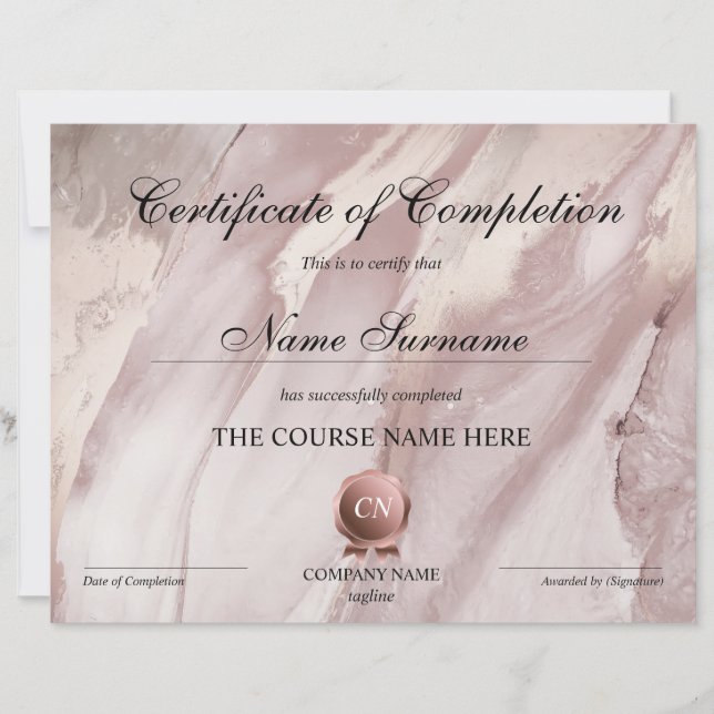 Papier Certificat de Réussite Prix de Fin de Cours  (Devant)