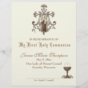Papier Certificat de souvenir de la Sainte Communion cath