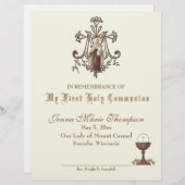 Papier Certificat de souvenir de la Sainte Communion cath (Devant / Derrière)