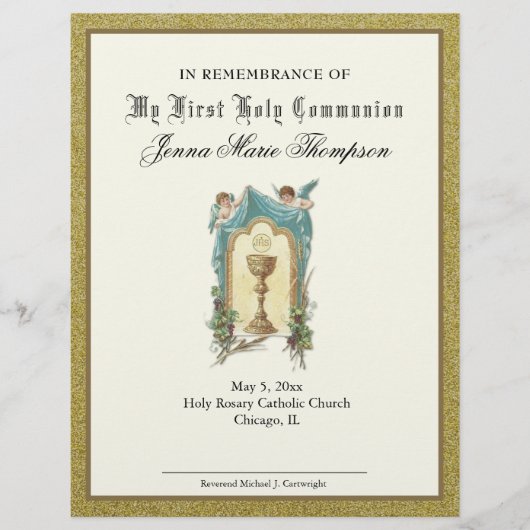 Papier Certificat de souvenir de la Sainte Communion cath (Devant)