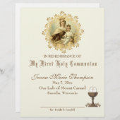 Papier Certificat de souvenir de la Sainte Communion cath (Devant / Derrière)