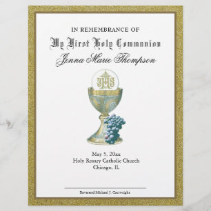 Papier Certificat de souvenir de la Sainte Communion cath