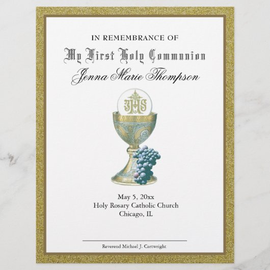 Papier Certificat de souvenir de la Sainte Communion cath (Devant)
